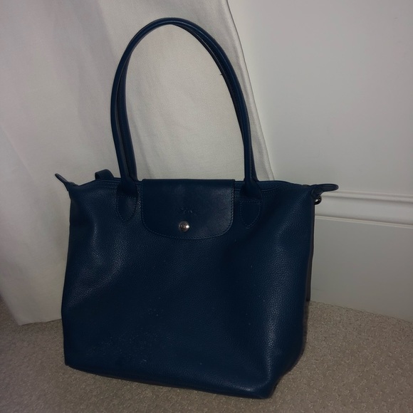 longchamp blue leather bag